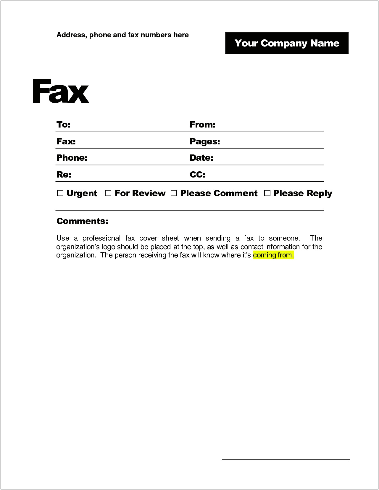 Download Fax Cover Sheet Template Word
