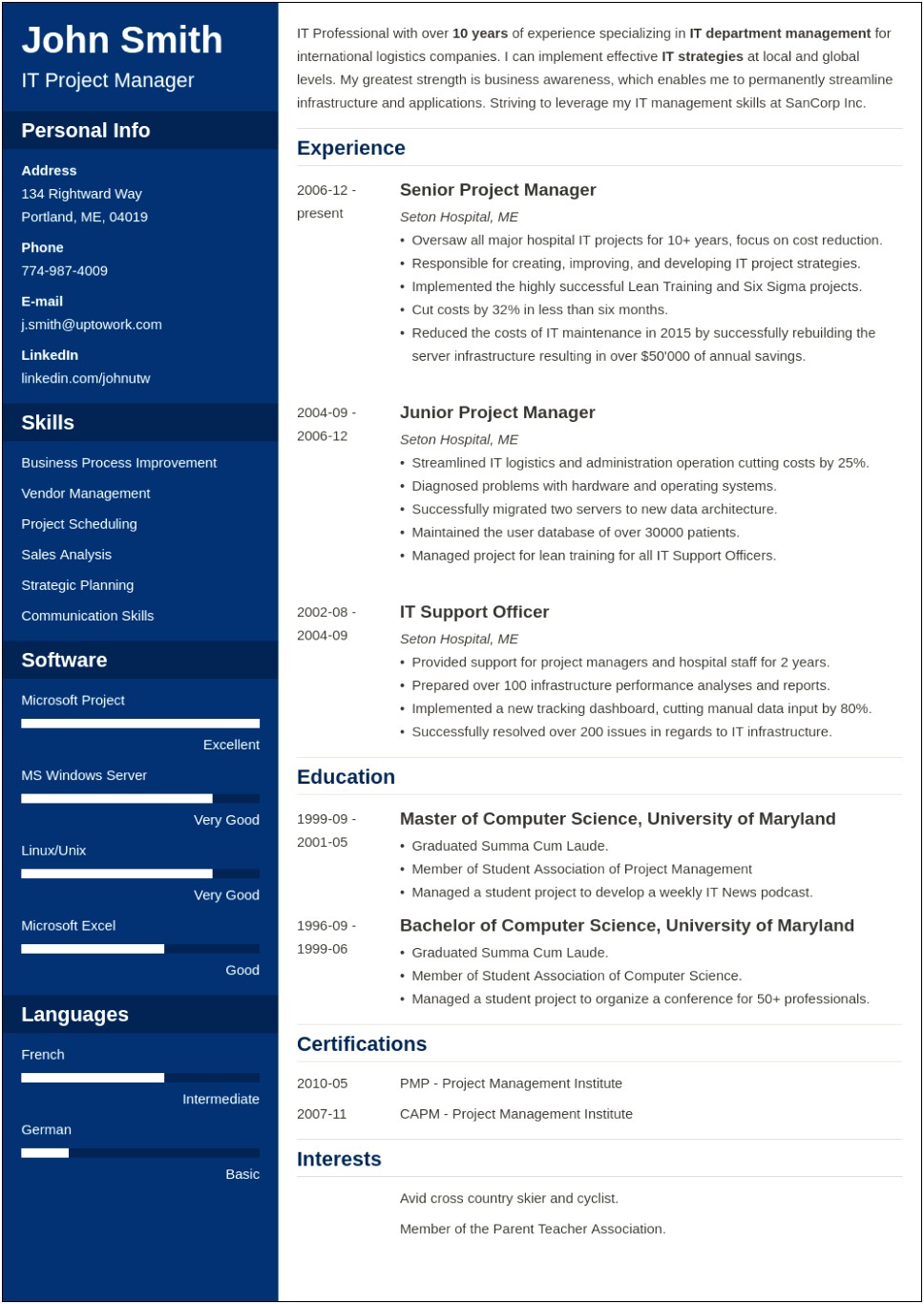 Download Good Resume Formats For Freshers
