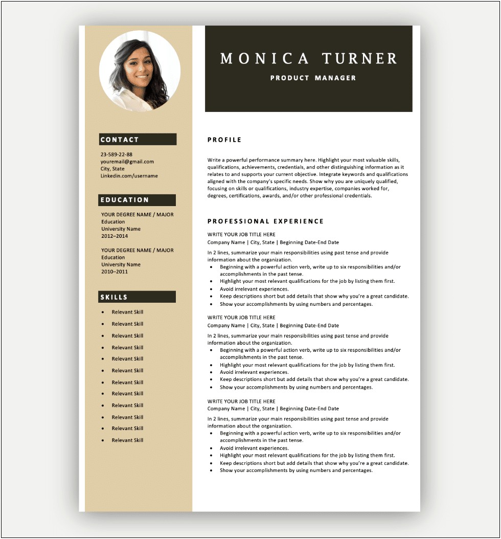 Download Template Resume Doc For Free