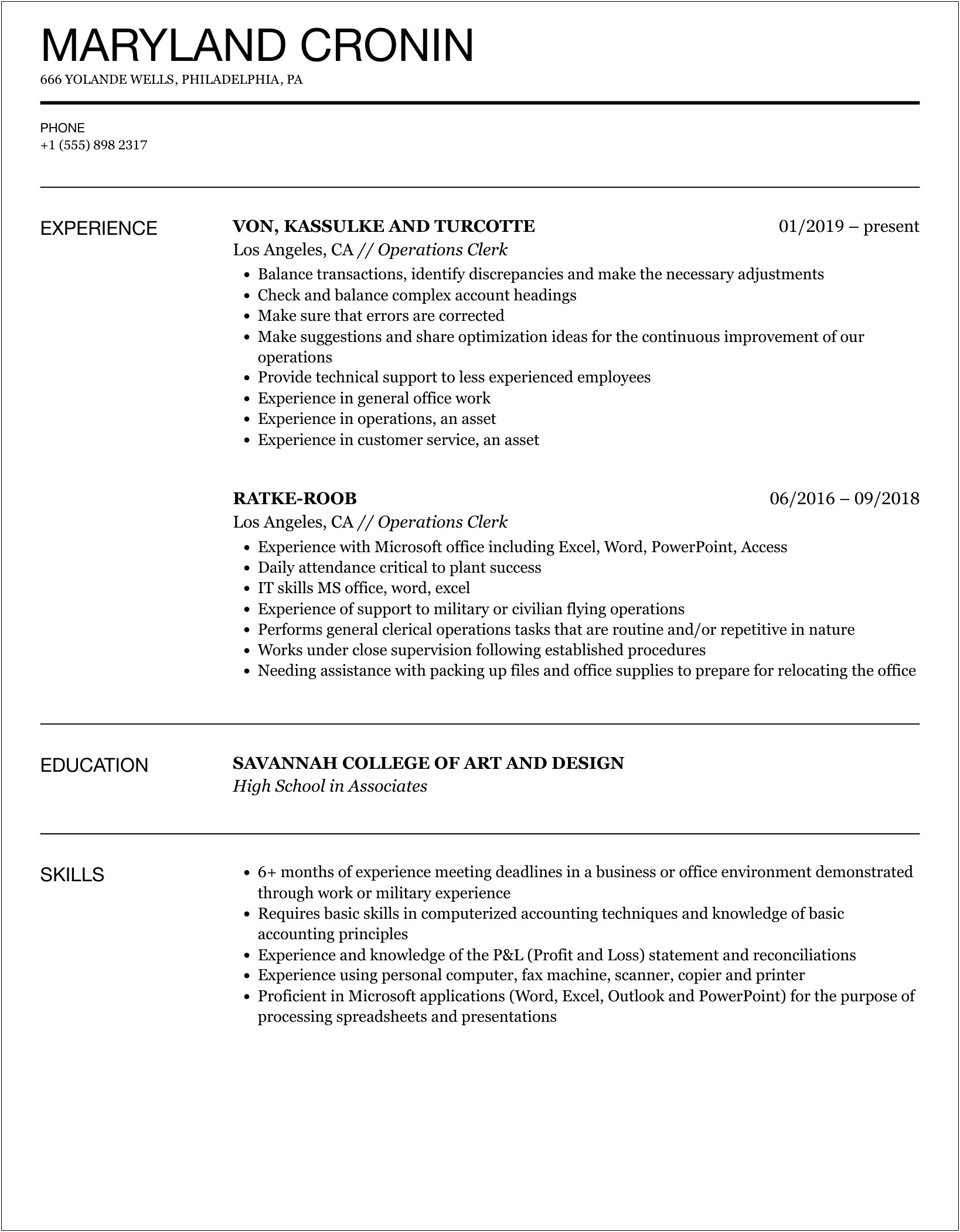 Dry Cleaner Clerk Job Description Resume