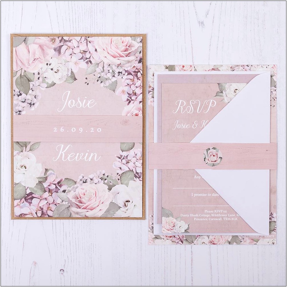 Dusty Rose Wedding Invitations And Rsvp 20 Count