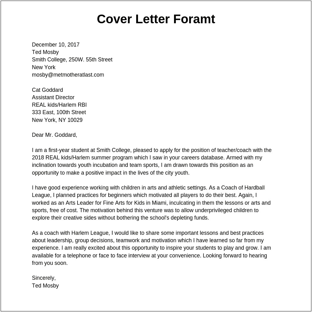 Easy Cover Letter Sample For Resume