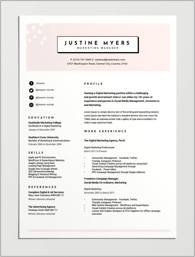 Easy To Use Free Resume Template
