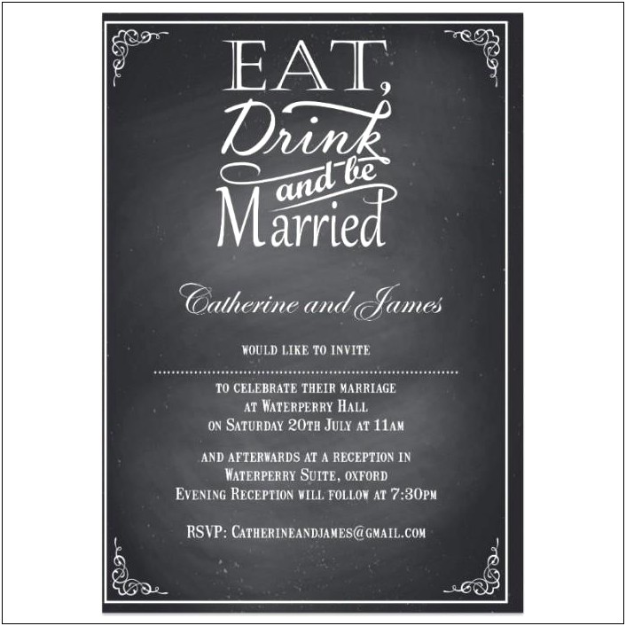 Eat Drink And Be Married Wedding Invite