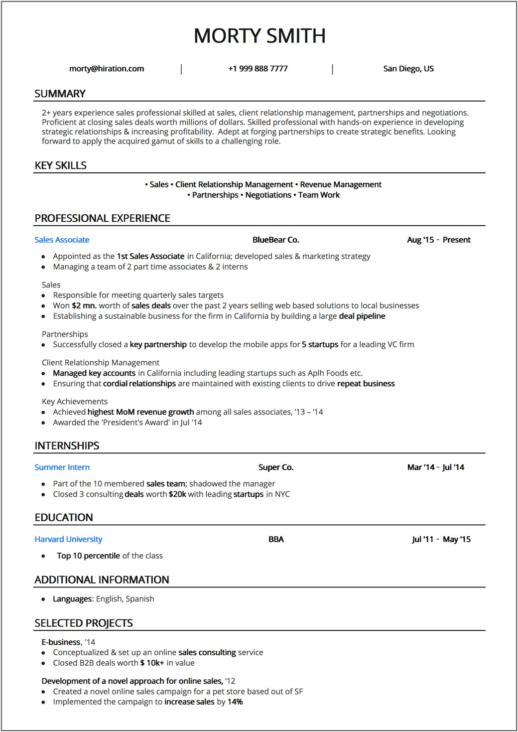 Effective Use Of Experience Column In Resume
