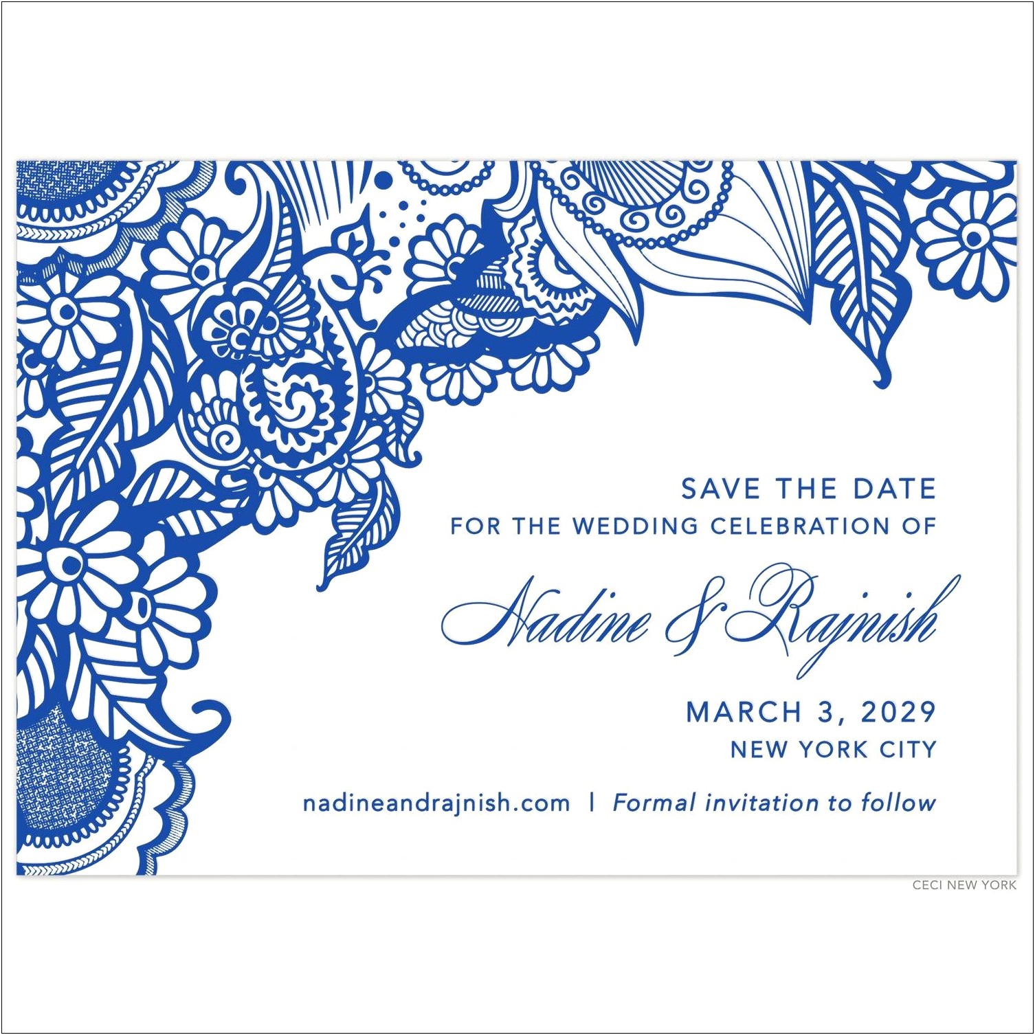 Elegant Navy Blue Wedding Invitation Nadine