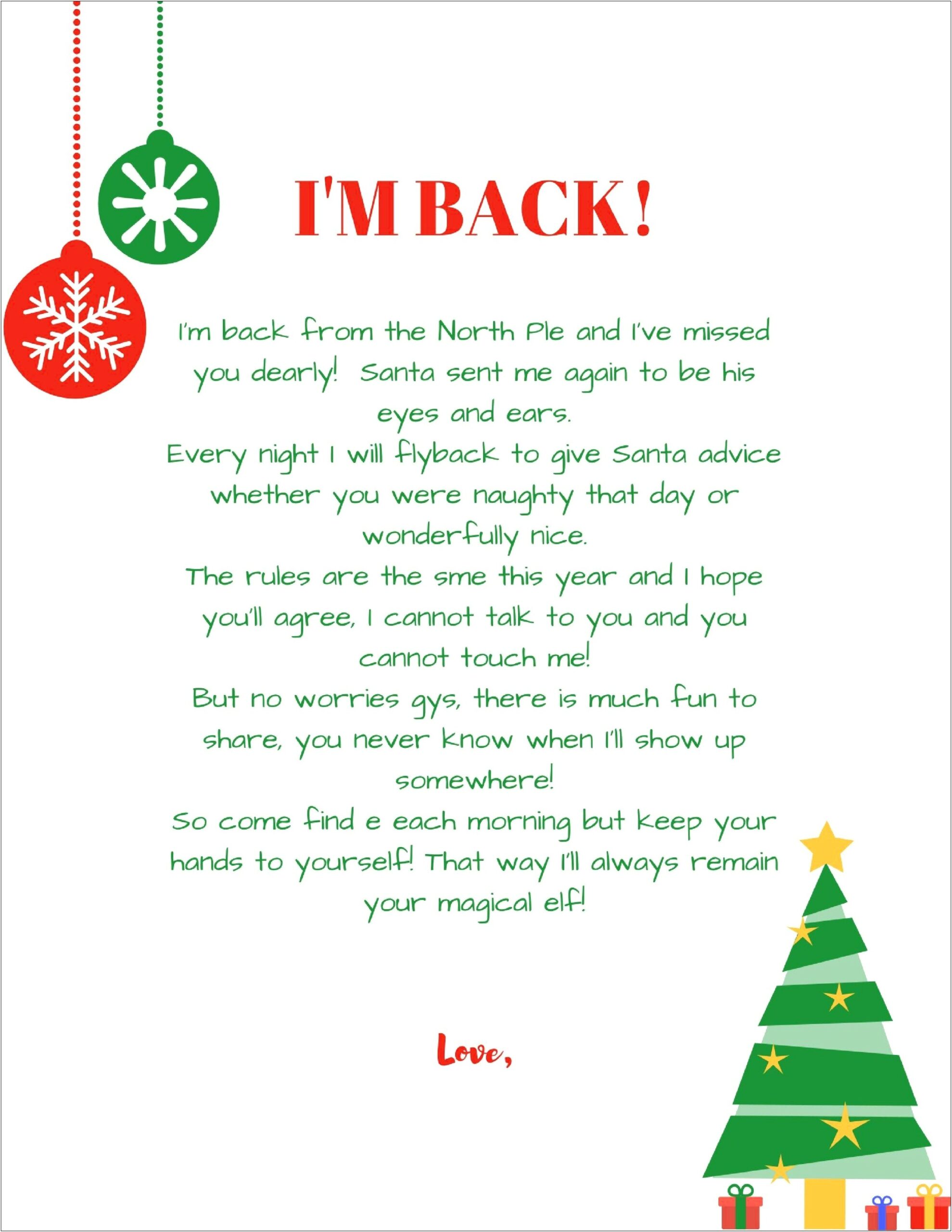 Elf On The Shelf Arrival Letter Template Download