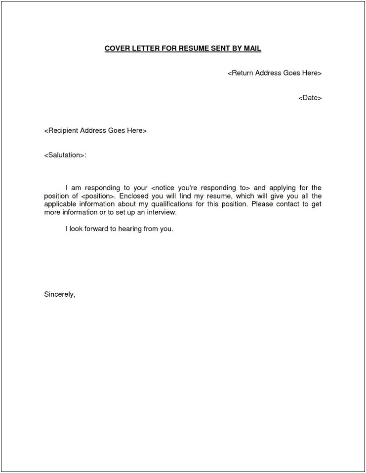 Email Body For Resume And Cover Letter