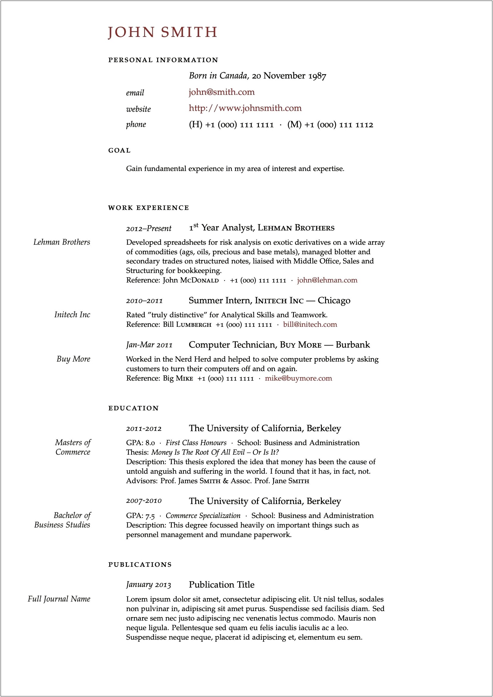 Email Resume Template For College Students