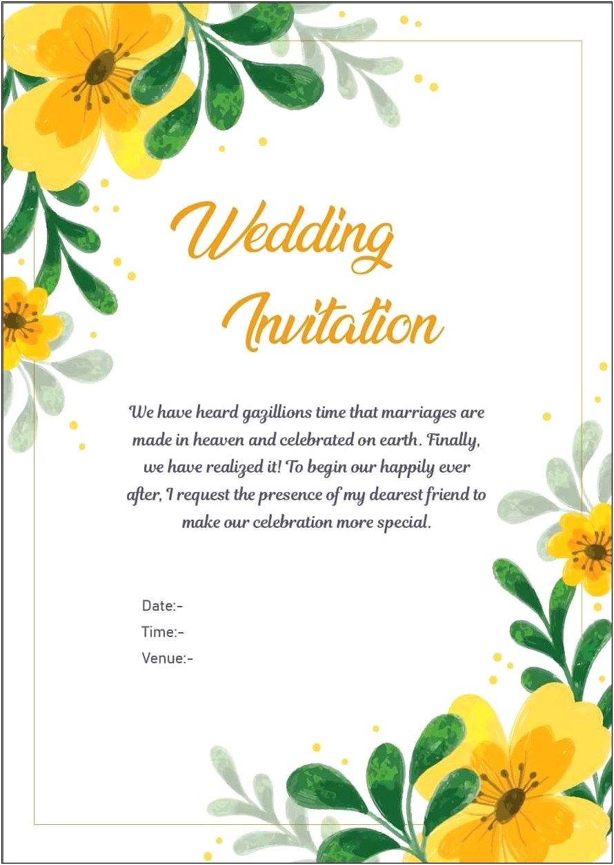 Email Wordings For Wedding Invitation To Friends