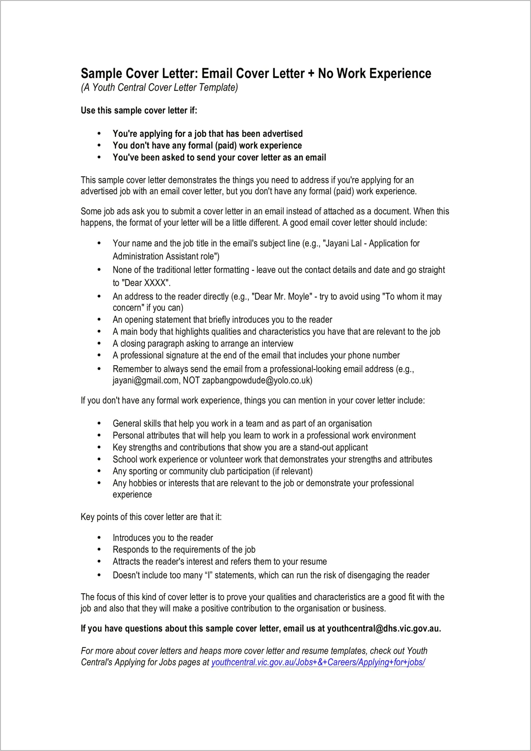 Emailing Cover Letter And Resume Examples