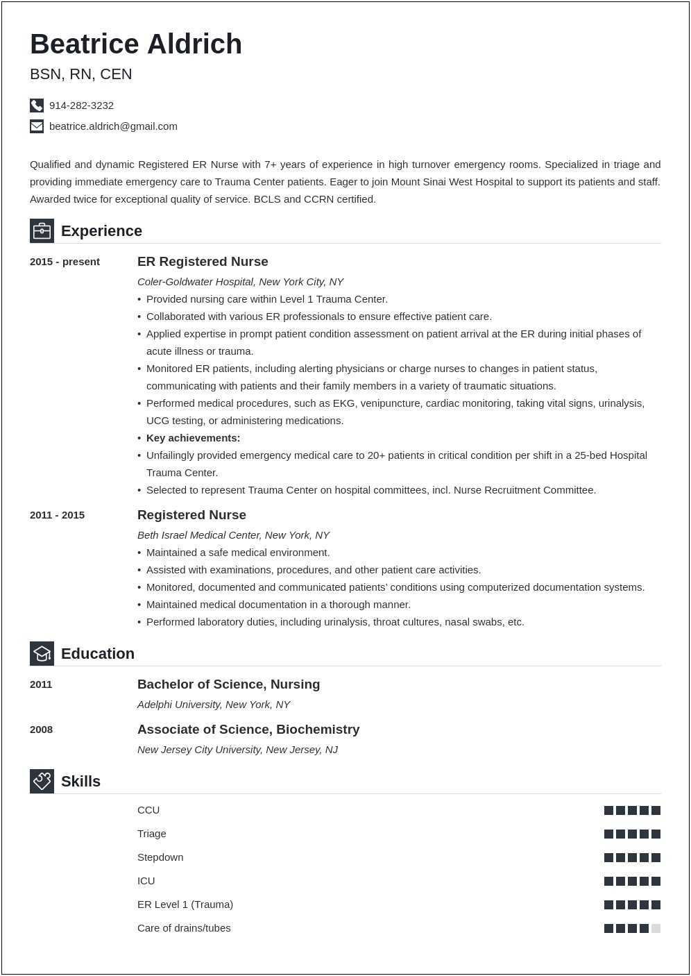 Emergency Department Nurse Job Description Resume