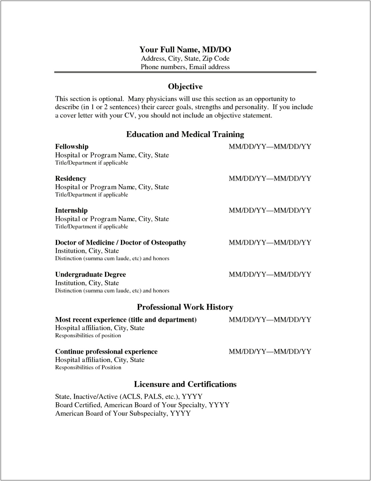 Emergency Medicine Physician Job Description Resume