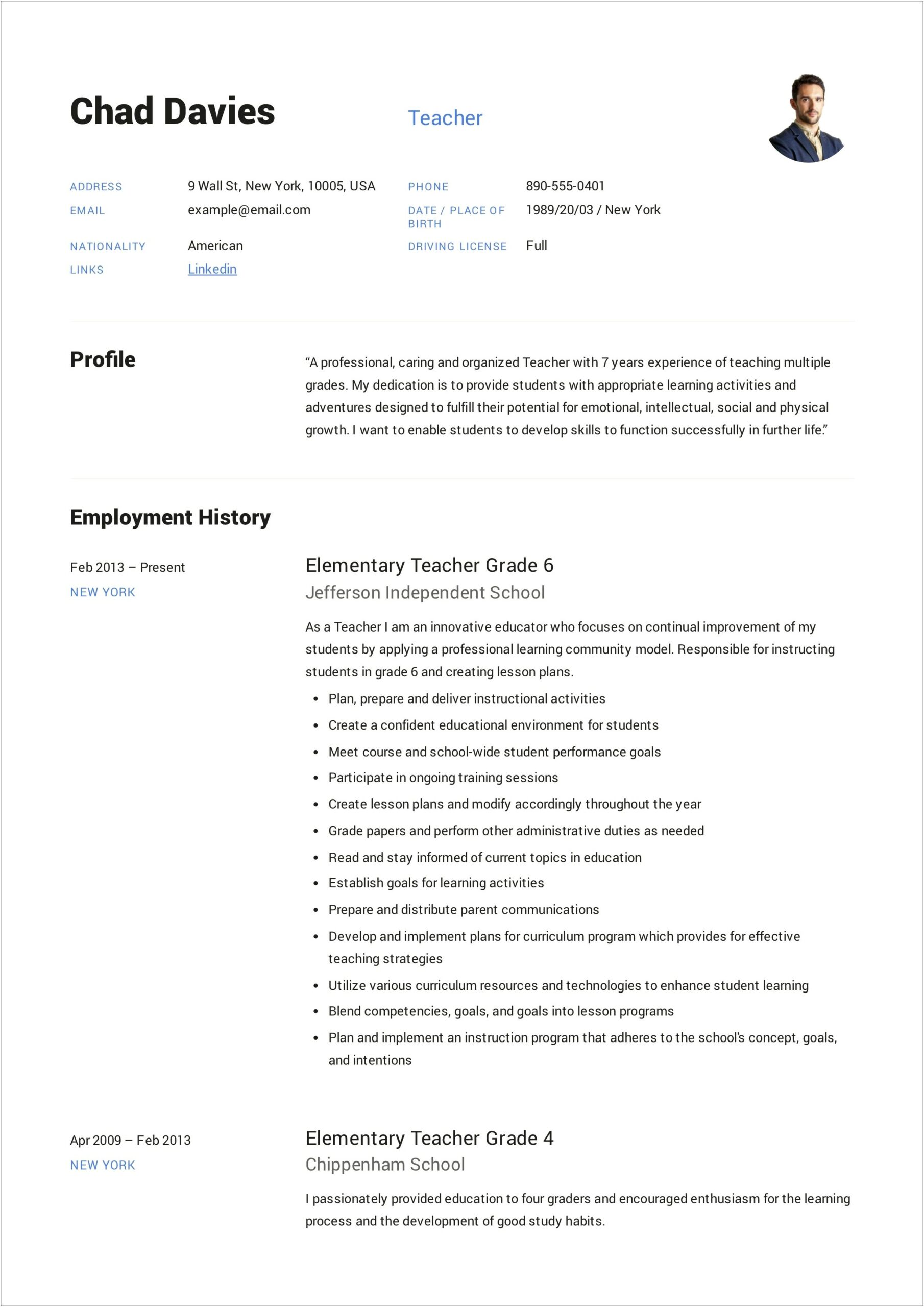 Engineer To Middle School To Math Teacher Resume