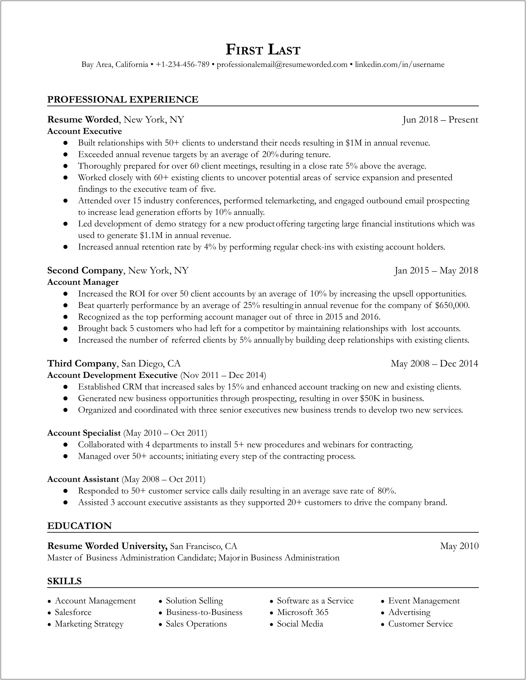 Entry Level Account Executive Resume Examples