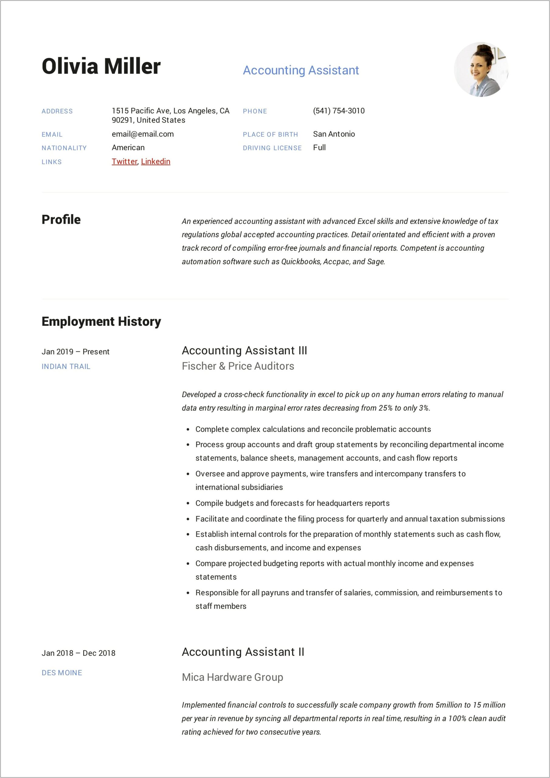Entry Level Accounting Skills For Resume