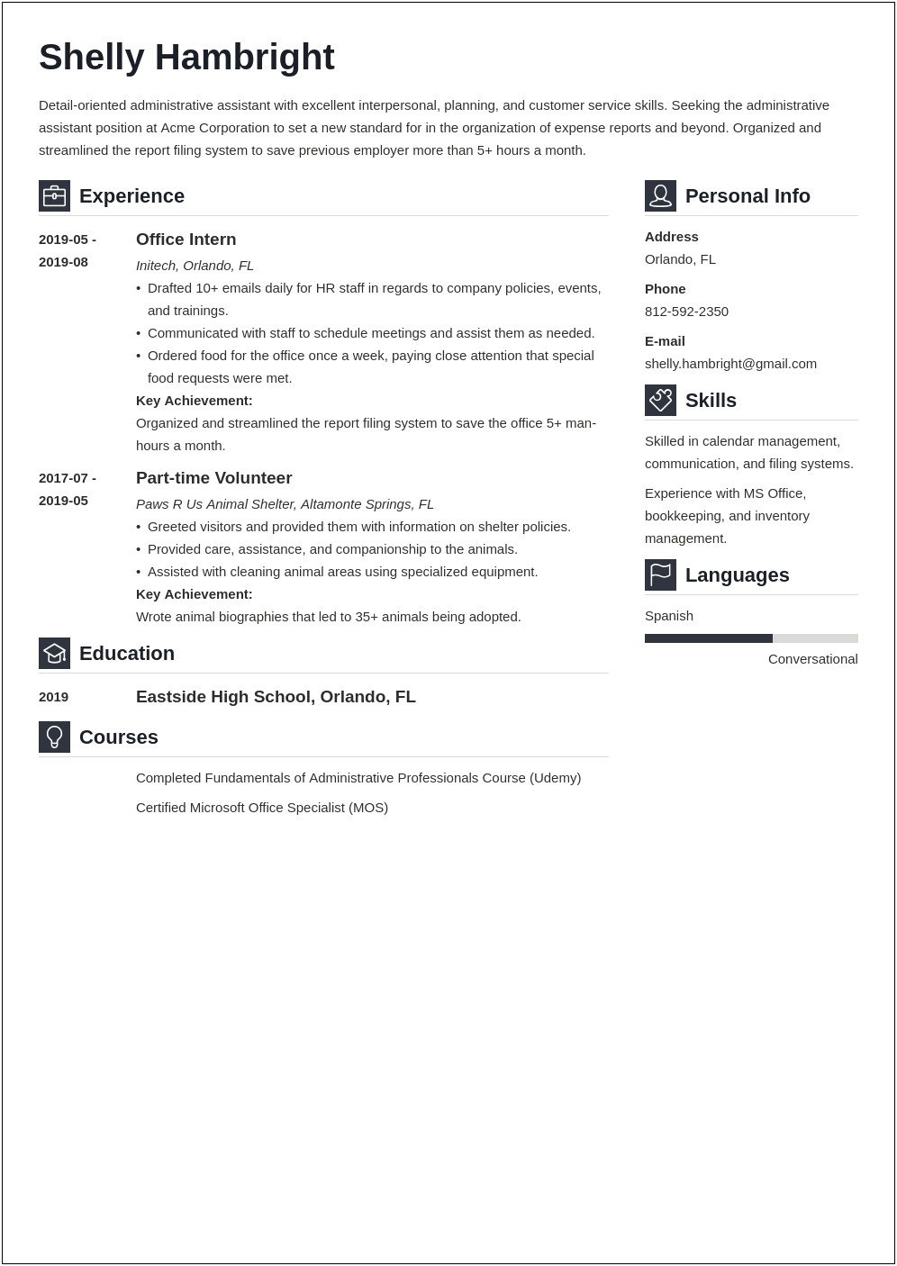 Entry Level Administrative Assistant Resume Examples