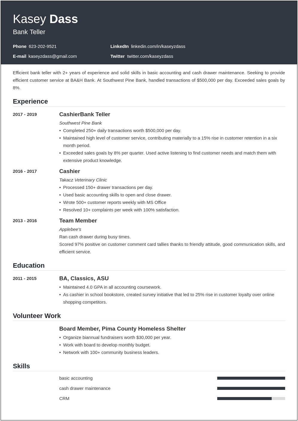 Entry Level Bank Resume Objective Examples