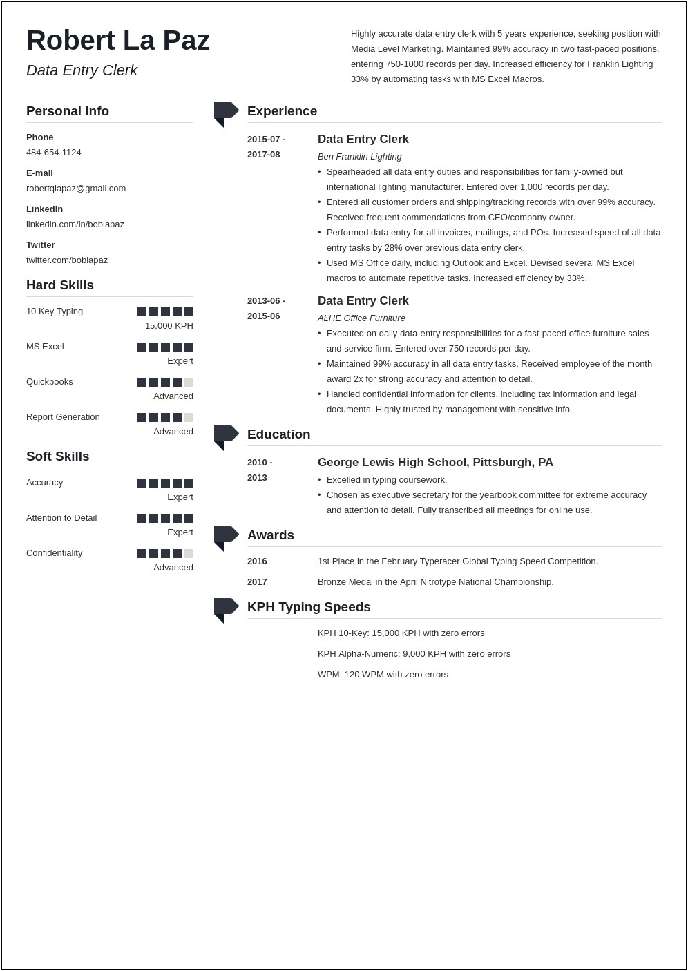 Entry Level Clinical Data Specialist Resume Summary Samples
