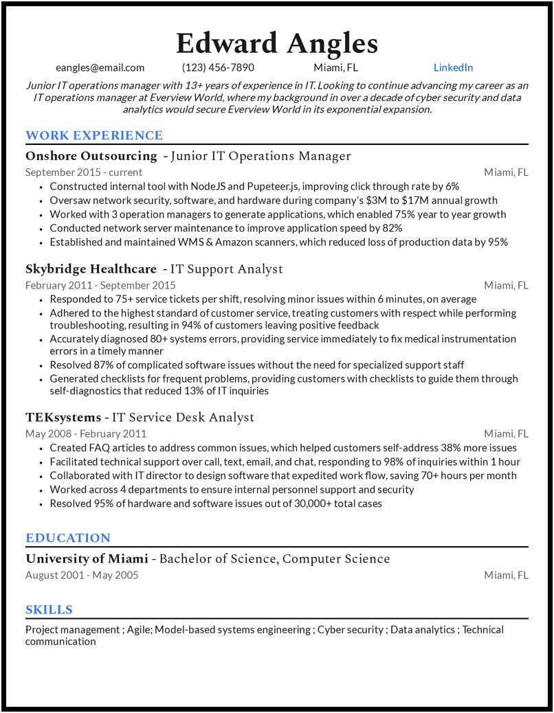 Entry Level Cyber Security Resume Template
