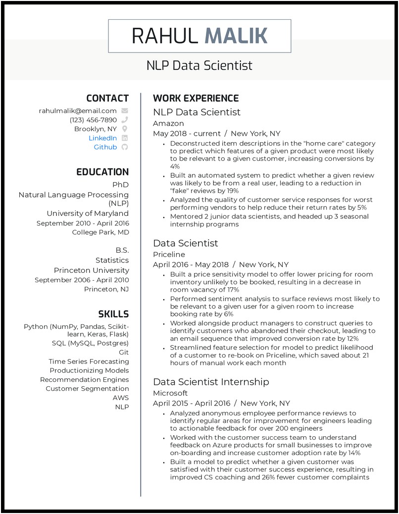 Entry Level Data Science Resume Summary Statement