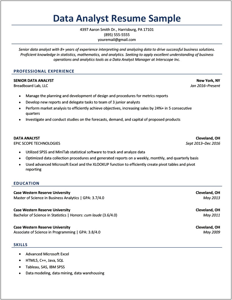 Entry Level Data Scientist Resume Template