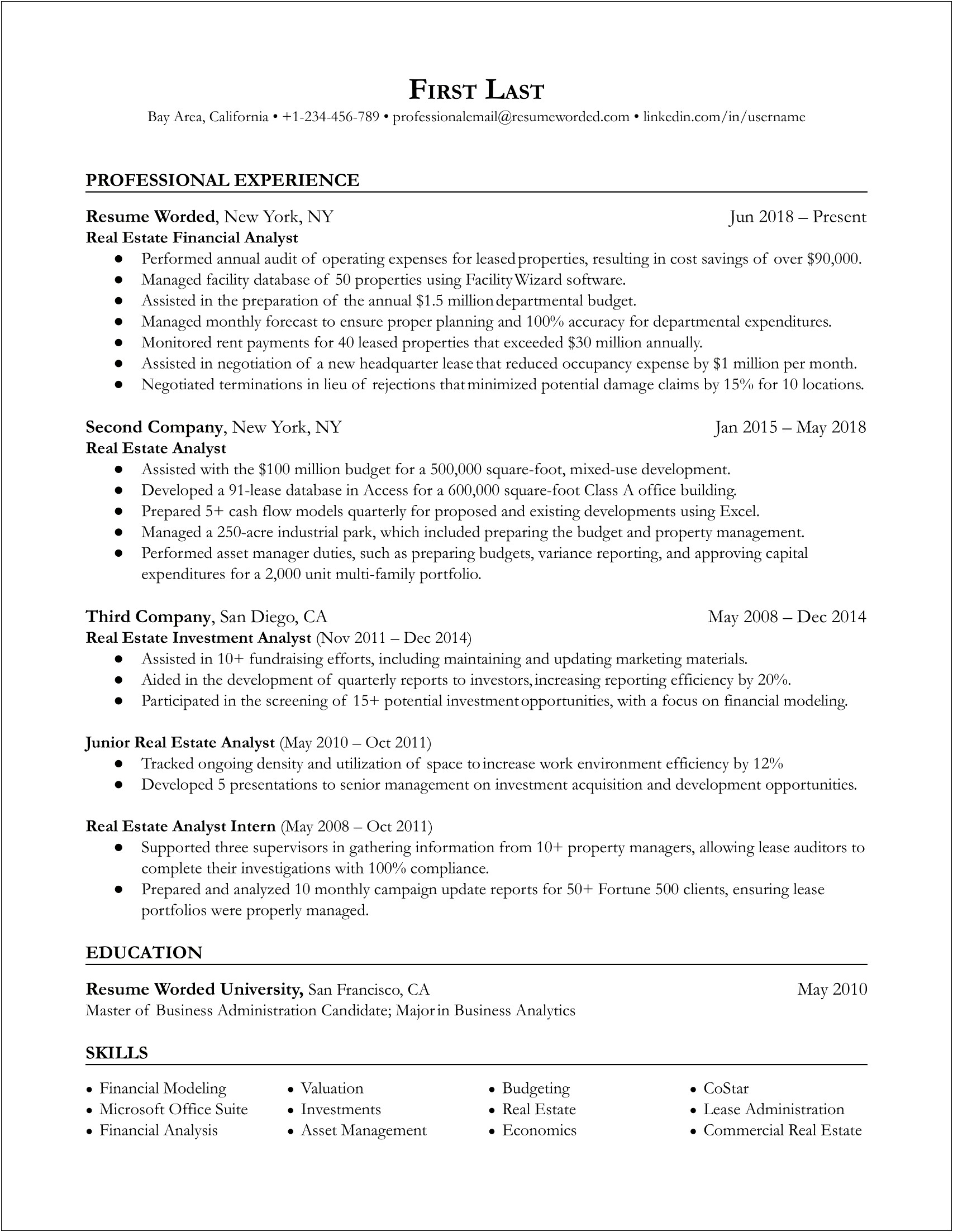 Entry Level Financial Analyst Resume No Experience