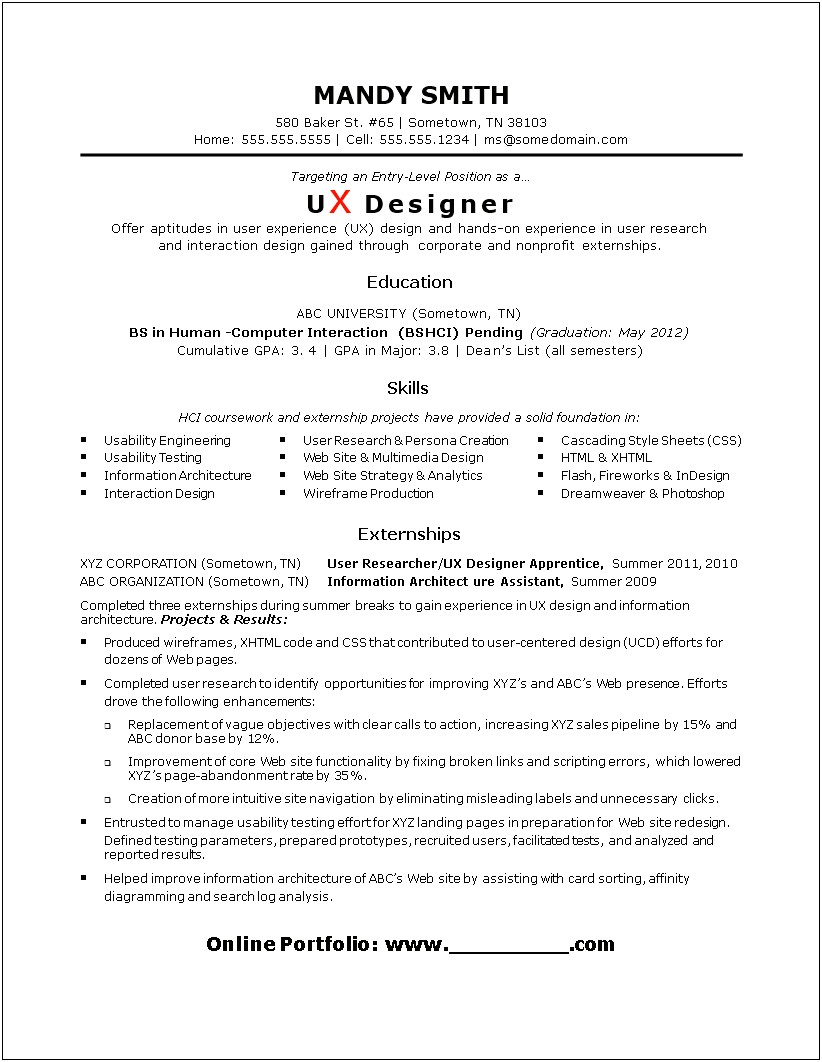 Entry Level Graphic Designer Resume Example