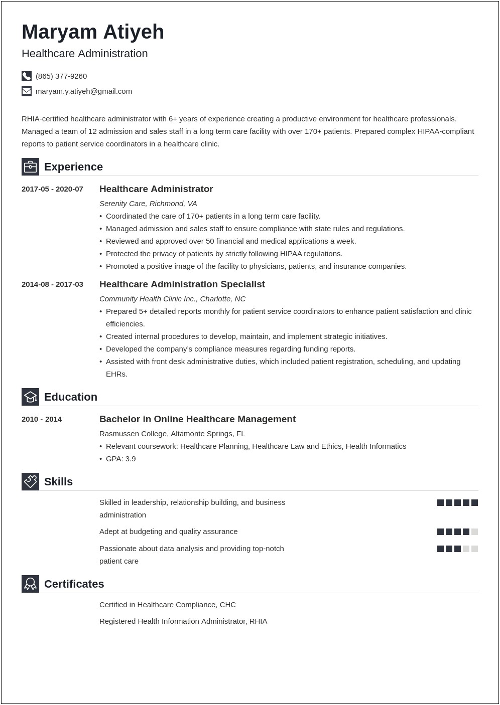 Entry Level Healthcare Administration Job Description Resume