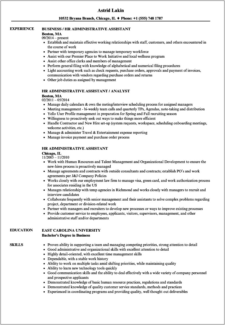 Entry Level Human Resources Administrative Assistant Resume Objective