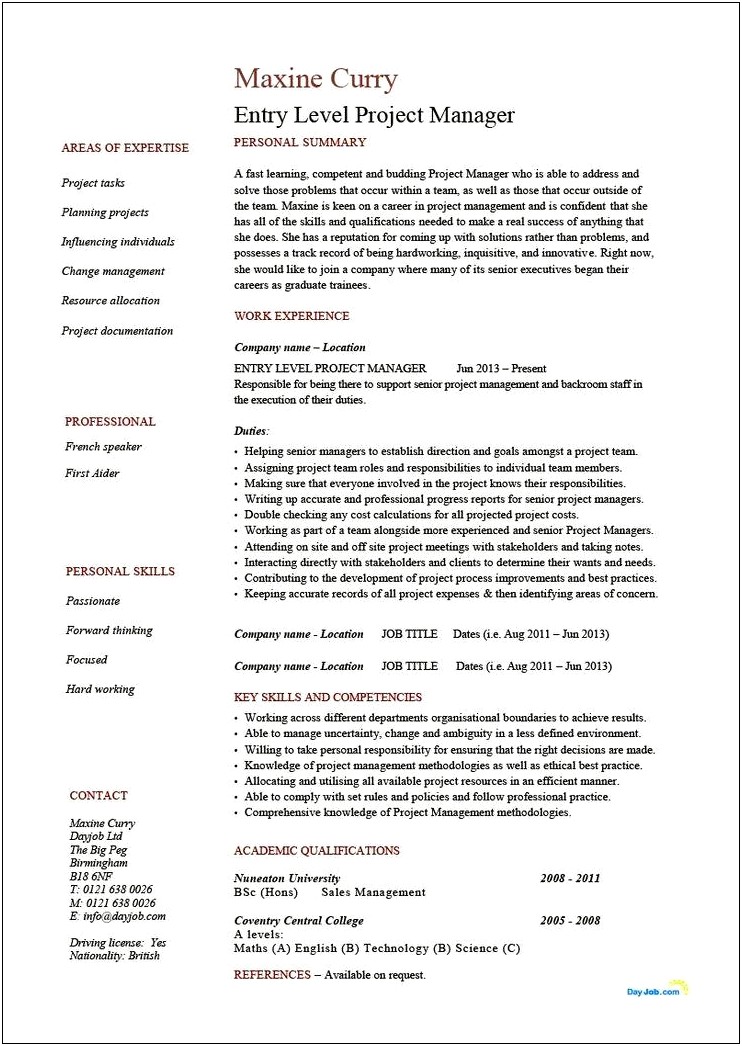 Entry Level Information Technology Resume No Experience Sample