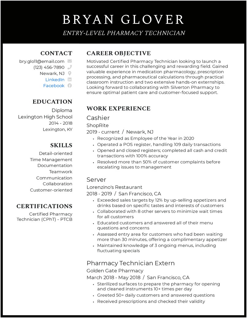 Entry Level It Technician Resume Objective