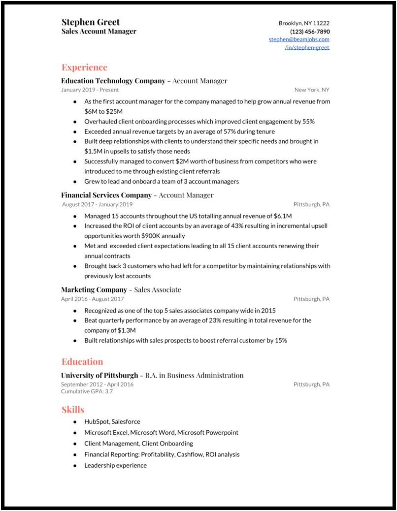 Entry Level Manager To Business Administration Resume