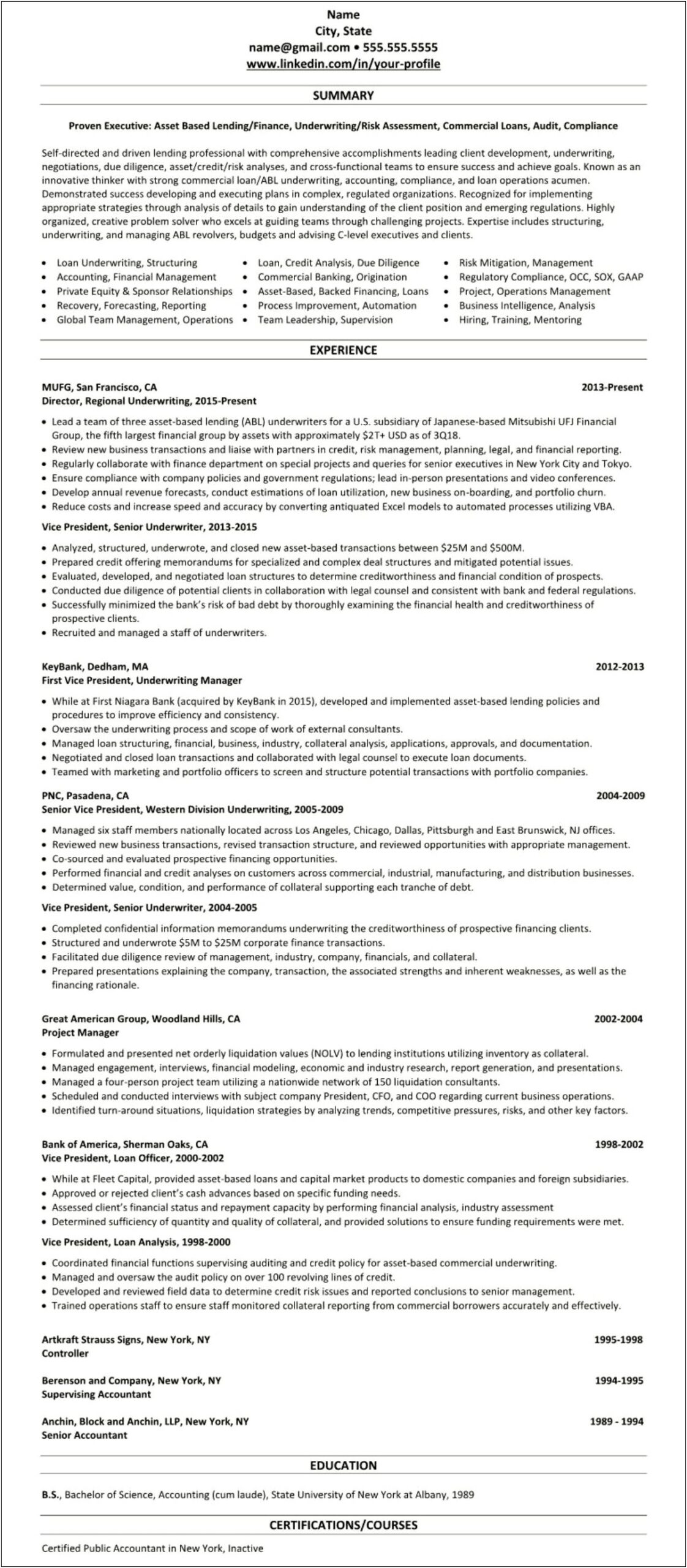 Entry Level Mortgage Underwriter Resume Examples