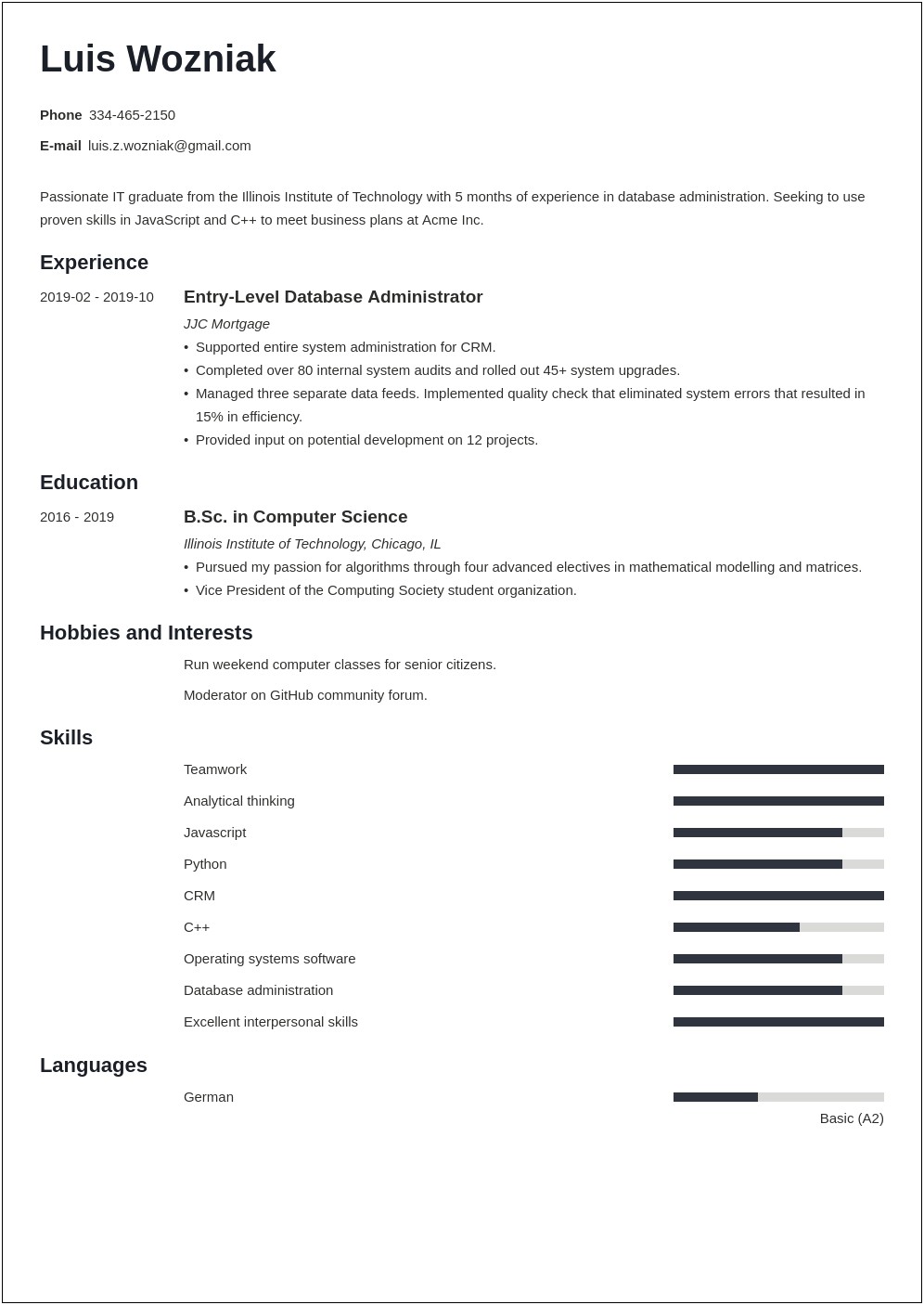 Entry Level Objective For Resume It