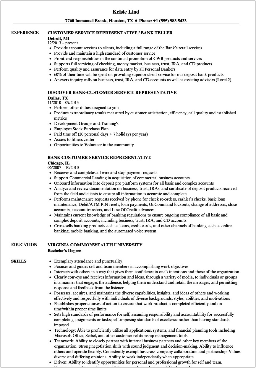 Entry Level Personal Banker Resume Objective