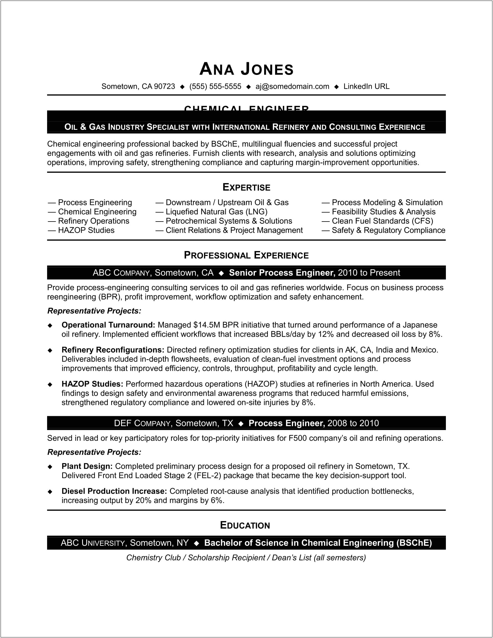 Entry Level Production Engineer Resume Samples