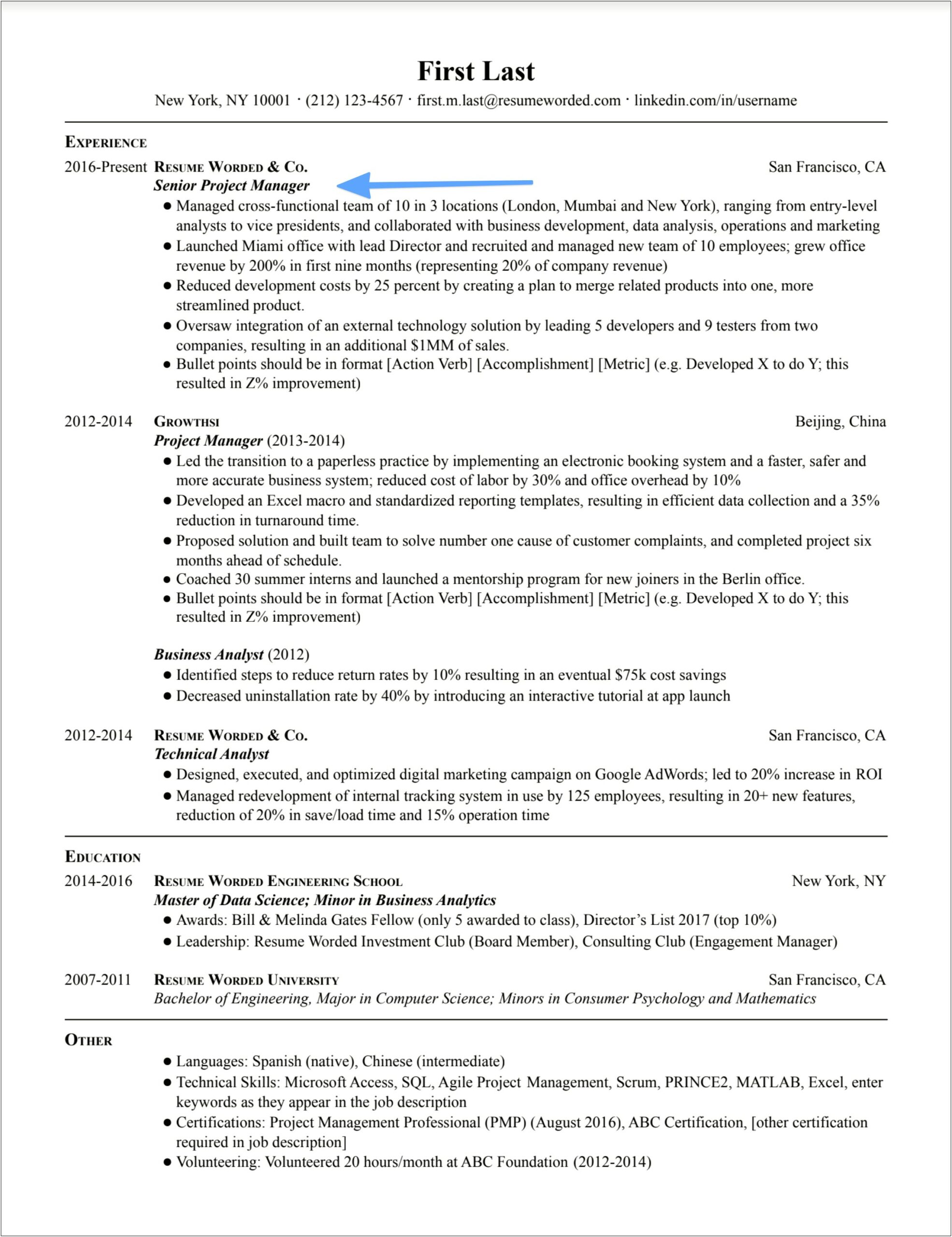 Entry Level Project Manager Resume Pdf