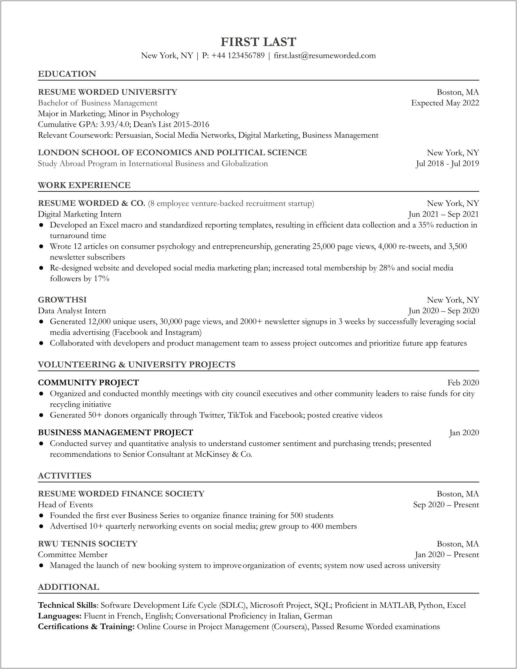 Entry Level Resume For Any Jobs