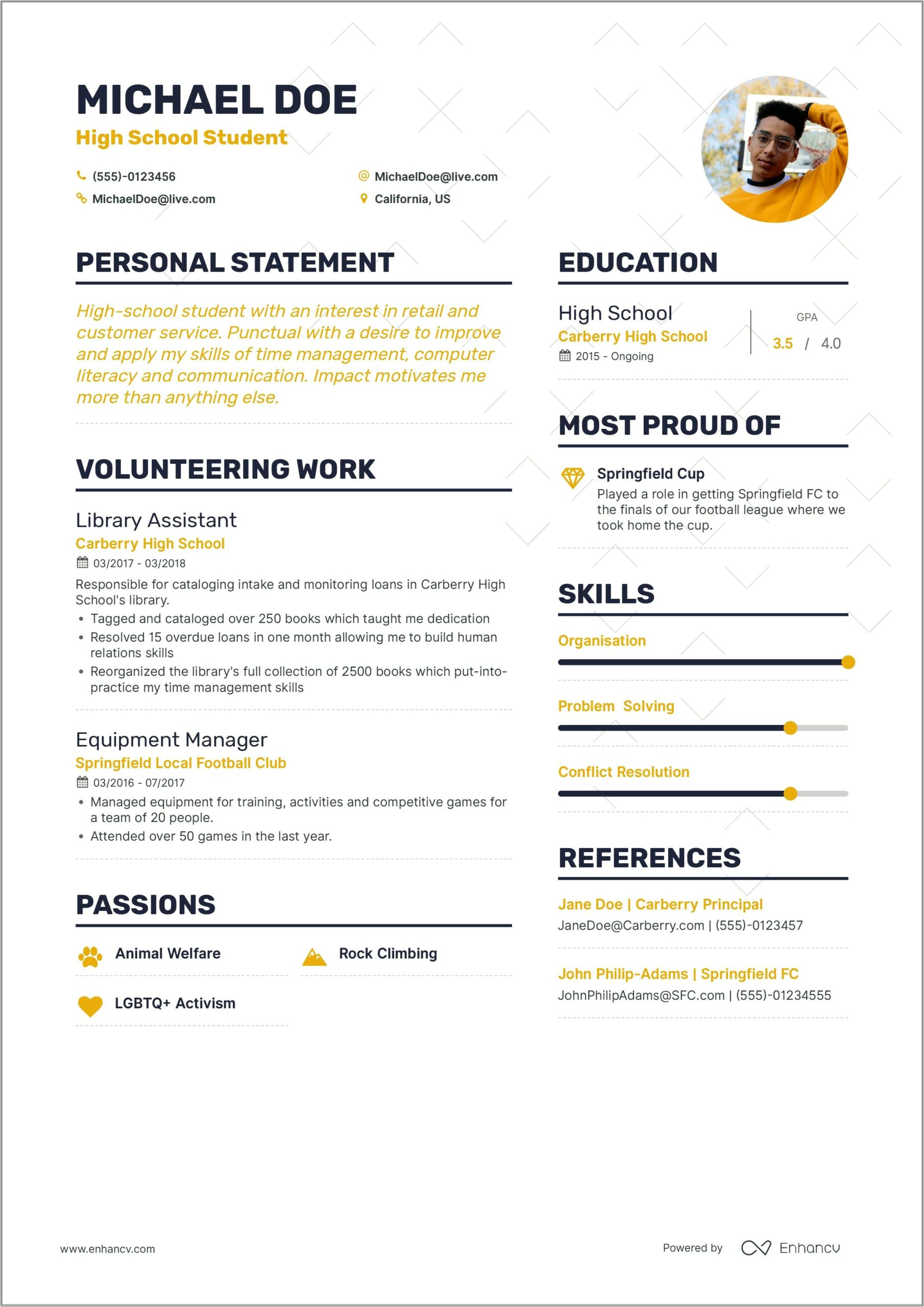 Entry Level Resume Out Of High School