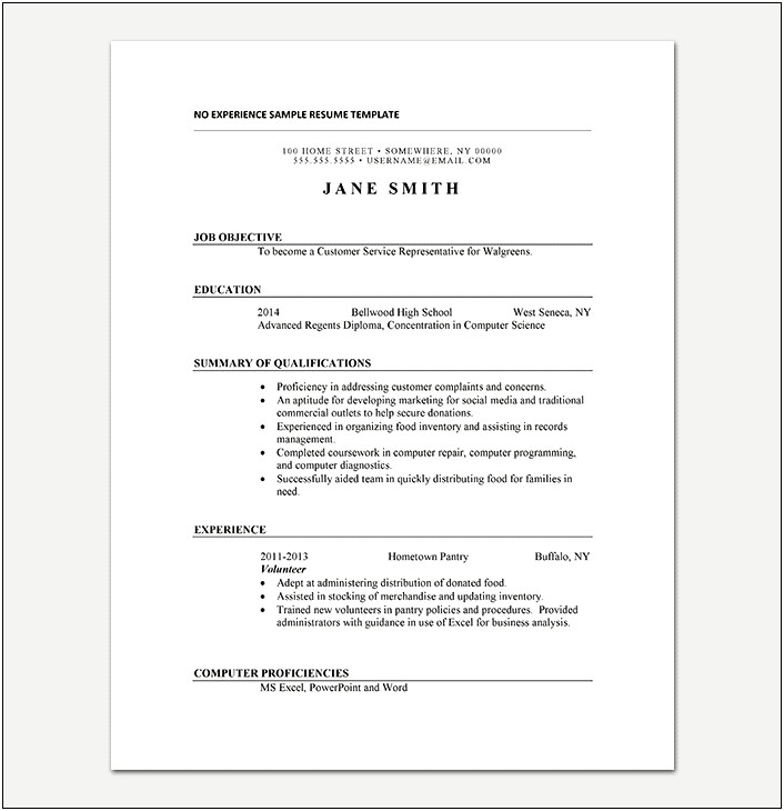 Entry Level Resume Samples For Highschool Students