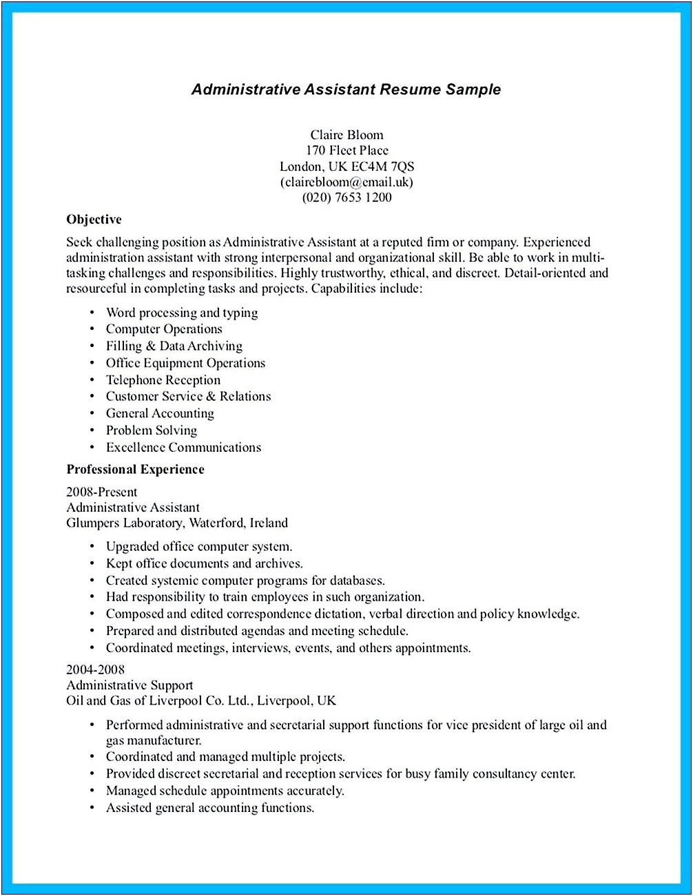 Entry Level Resume With No Experience