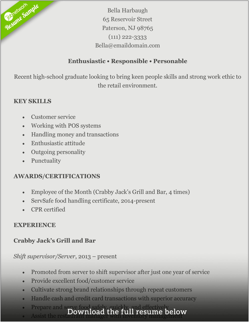 Entry Level Retail Resume Objective Examples