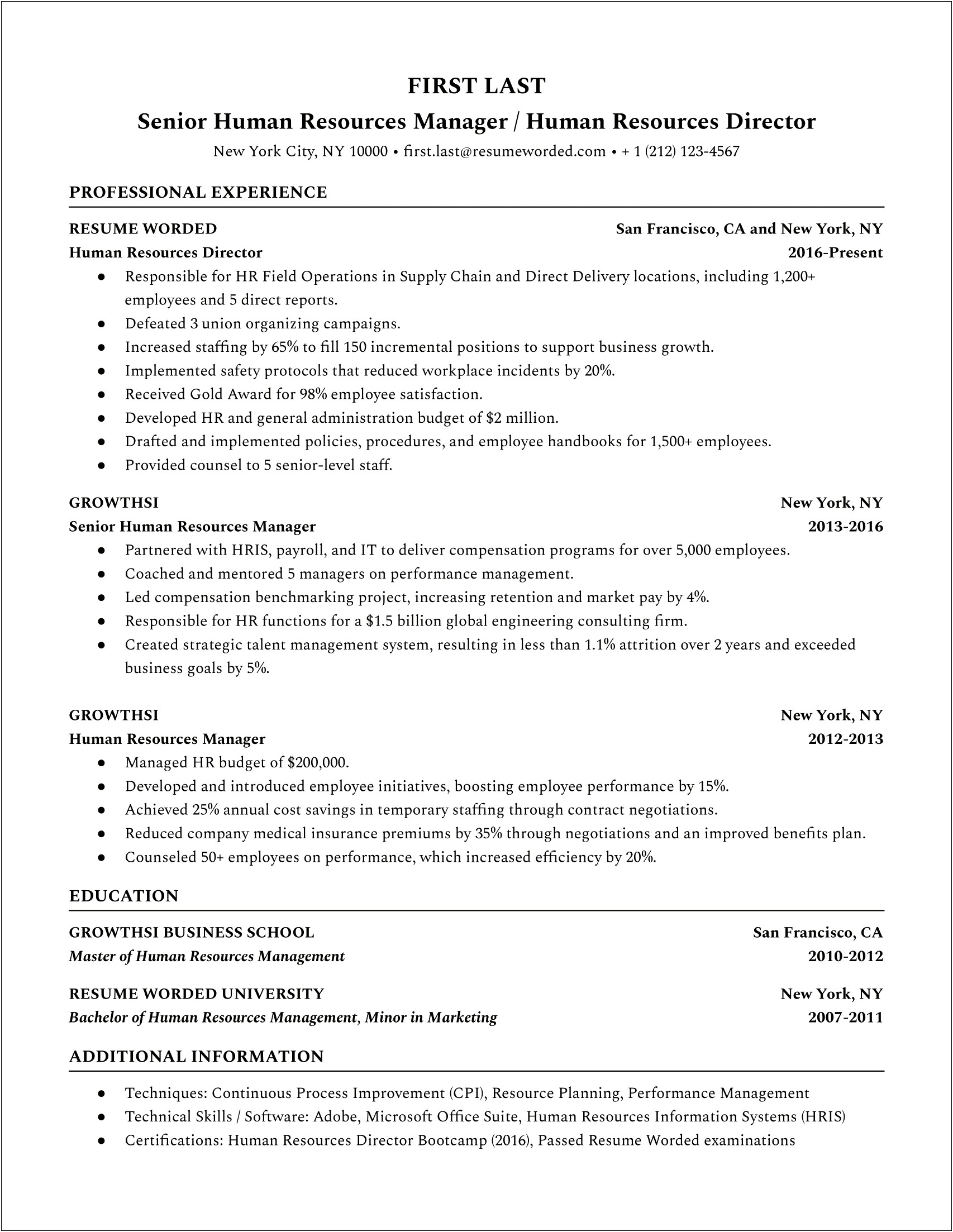 Entry Level Technical Recruiter Resume Example