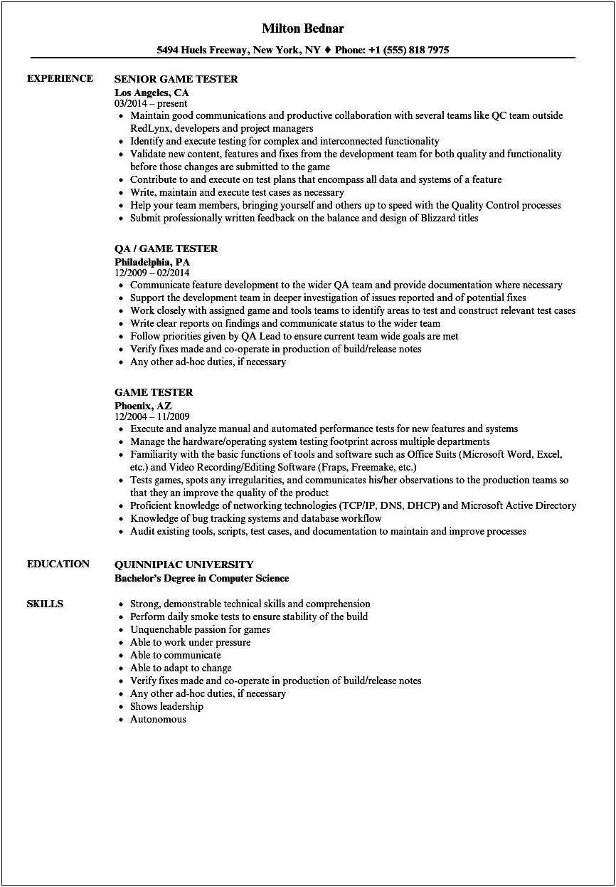 Etl Tester Resume With No Experience