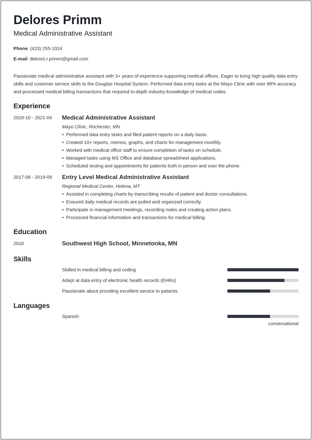 Example Administrative Assistant Resume Office Team