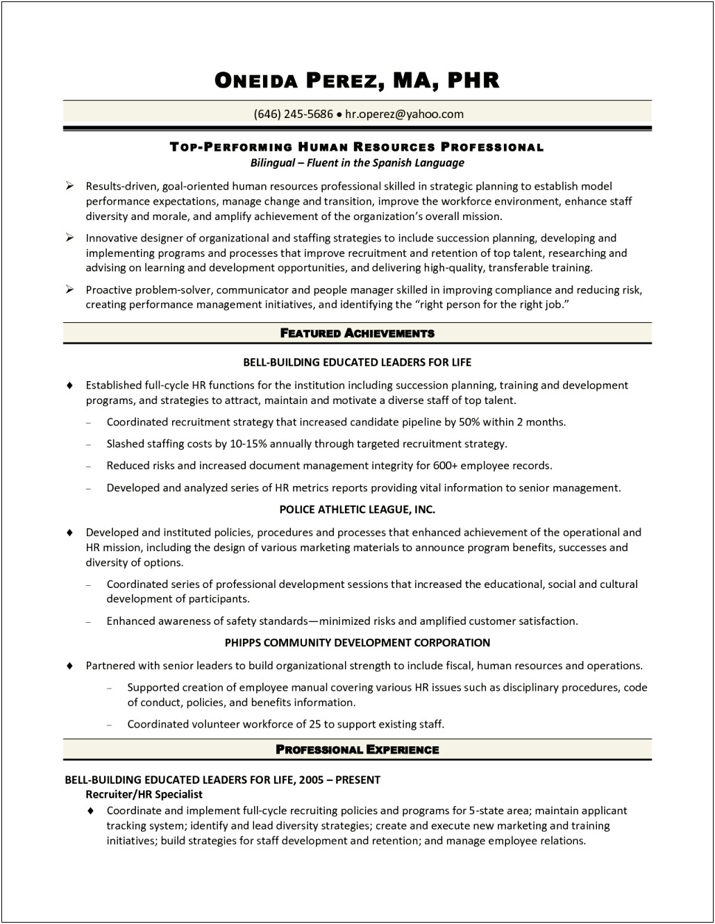 Example Cover Letter For Resume Human Resources