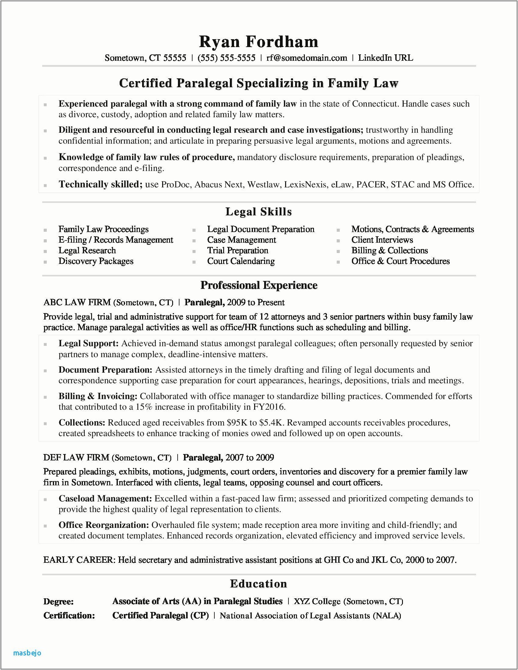 Example Federal Resume For Administative Specialist