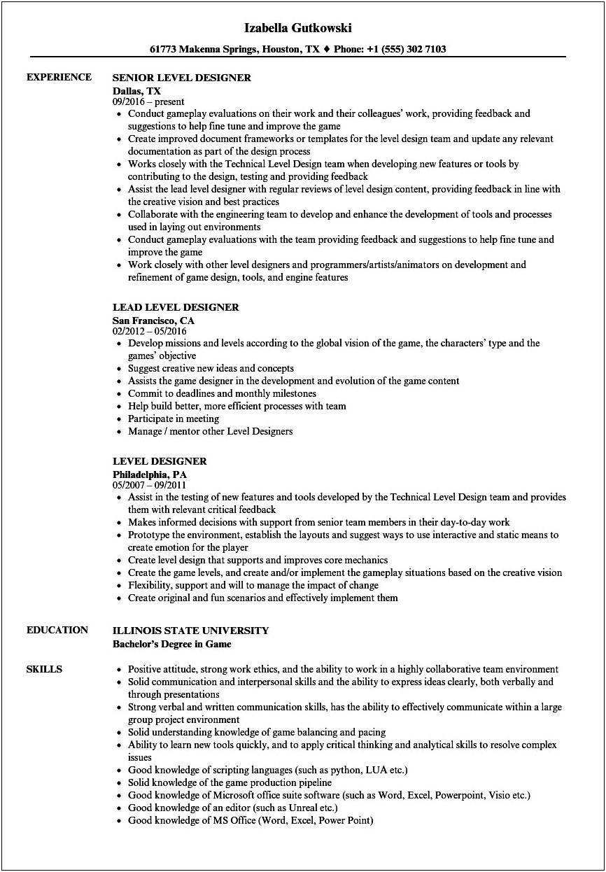 Example Objectives For Mid Level Resume