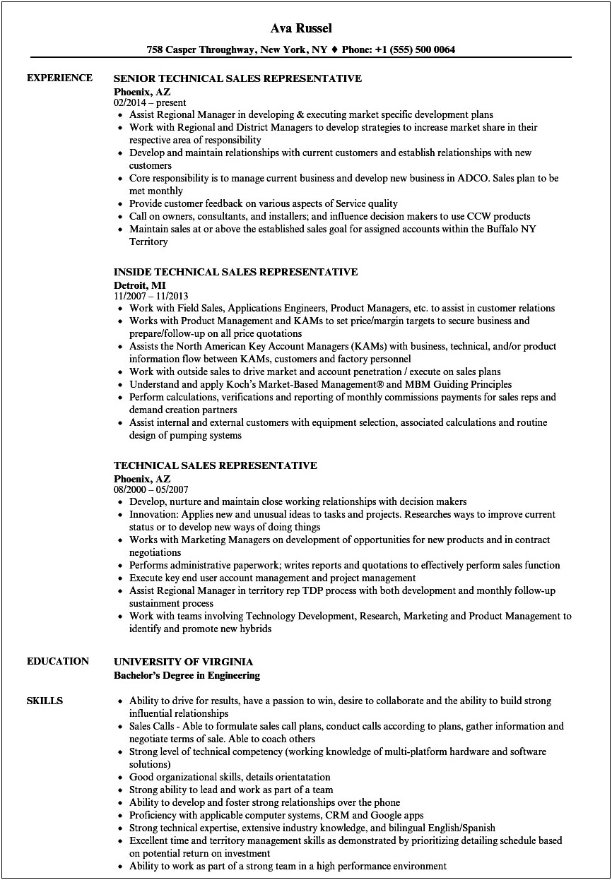 Example Of A Capital Sales Resume